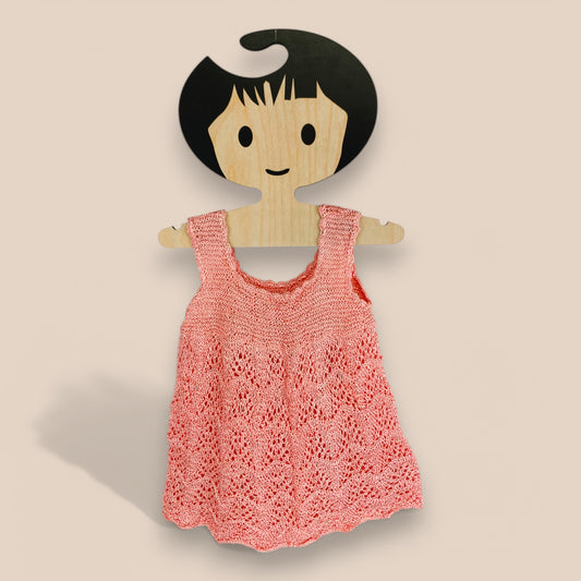a sleeveless pink hand crochet dress a line for babygirls and toddlers