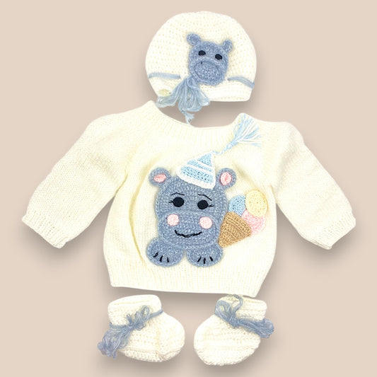 Knitted Hippo sweater set