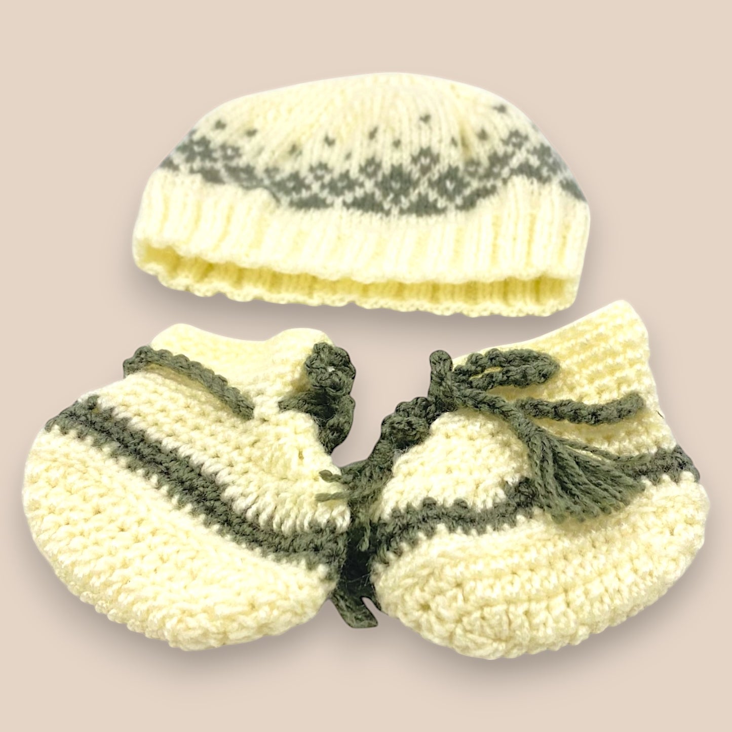 Hand Knitted Sweater Set -Cream