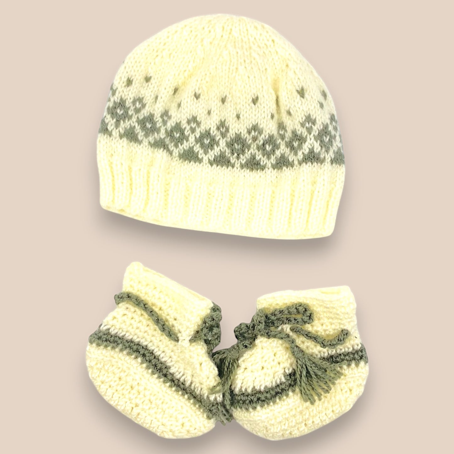Hand Knitted Sweater Set -Cream
