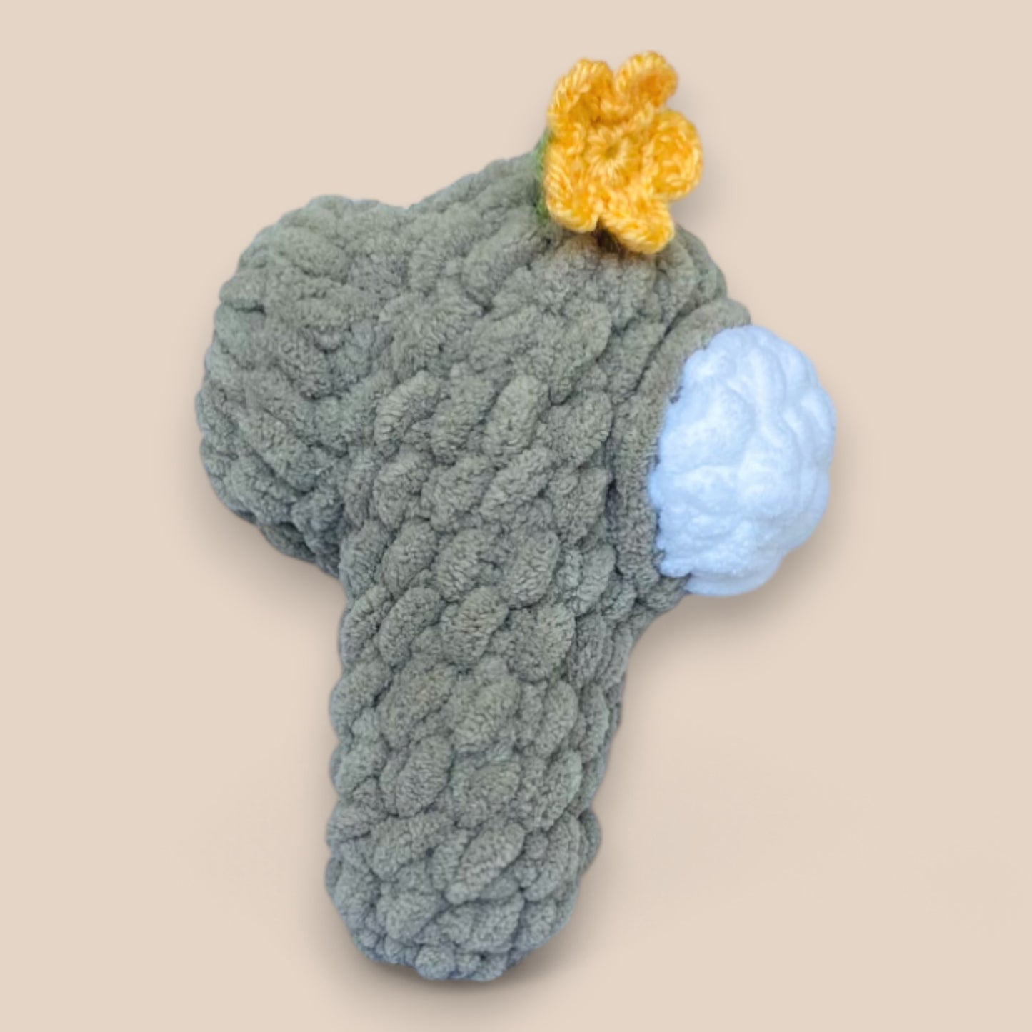 side view of handcrafted crochet among us toy