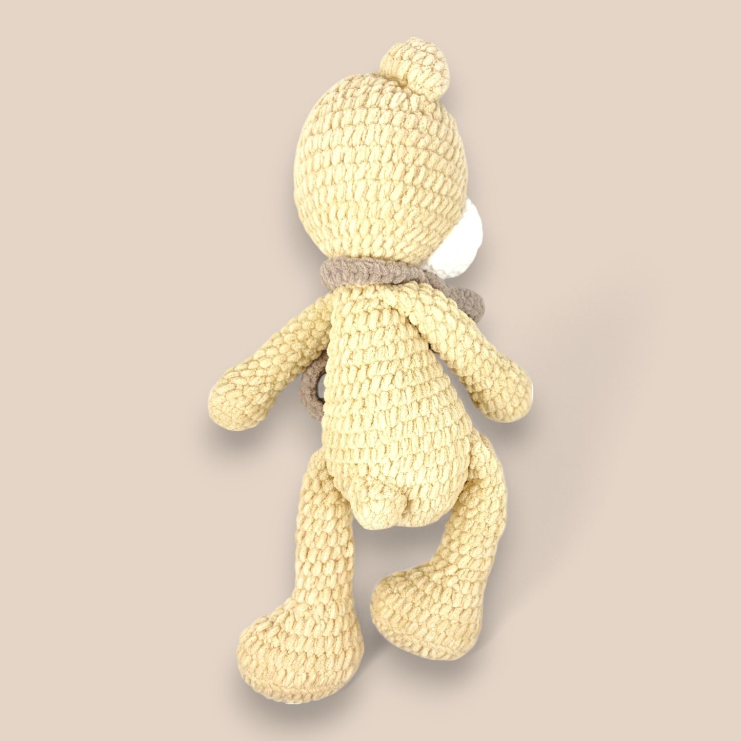 backview of handcrafted teddy toy