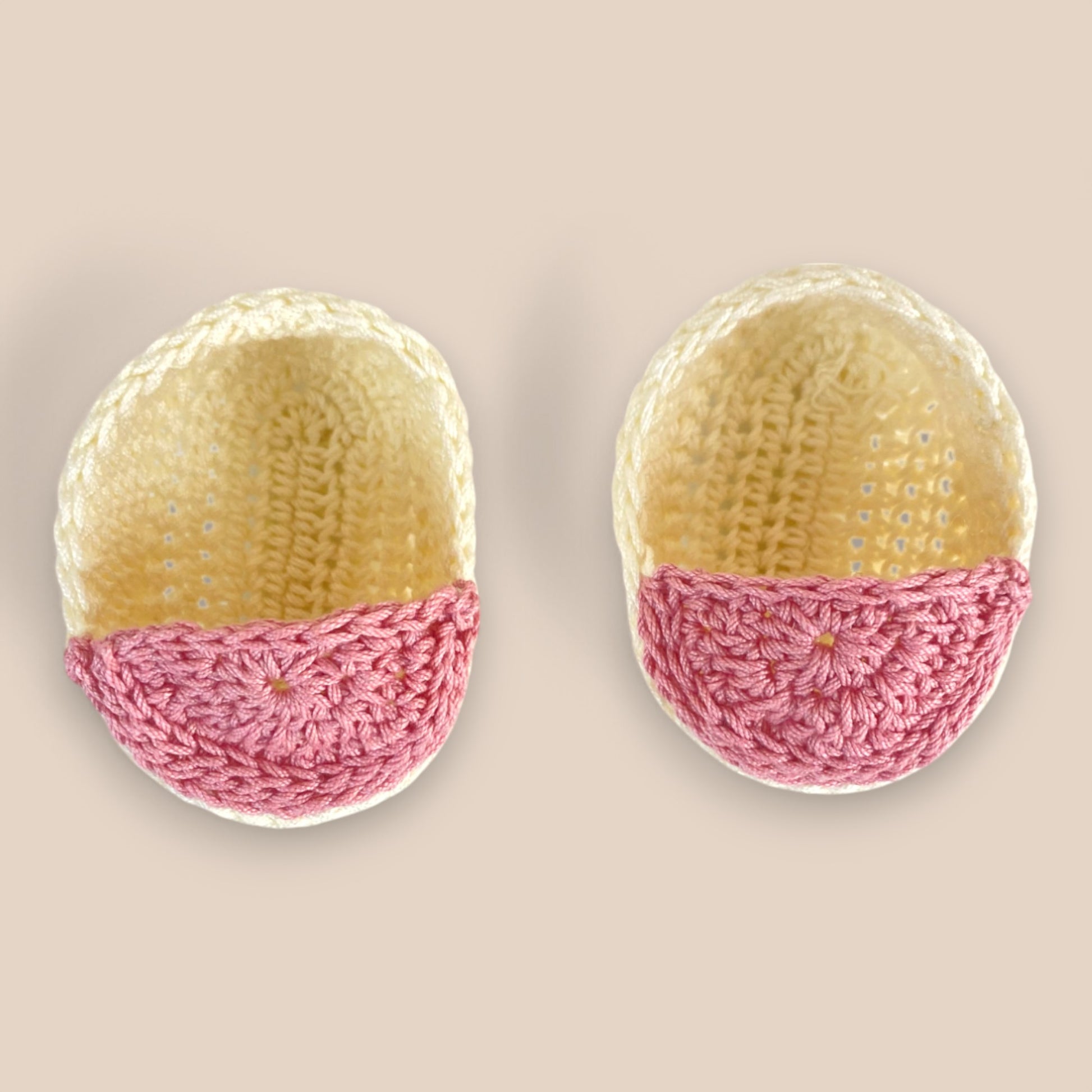 crochet shoes pink and cream for crochet doll
