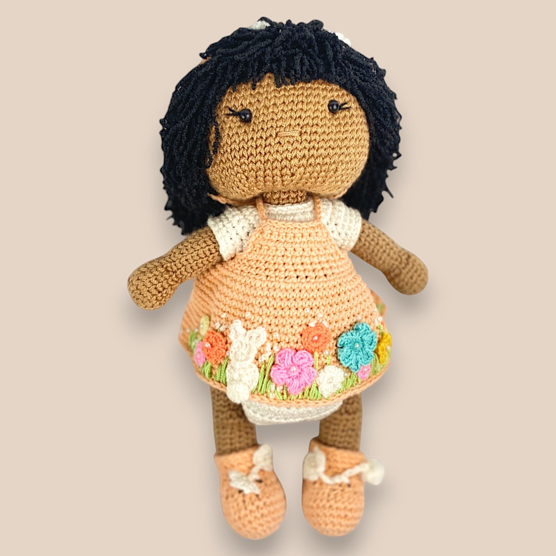 full front view of chinni ,amigurumi doll