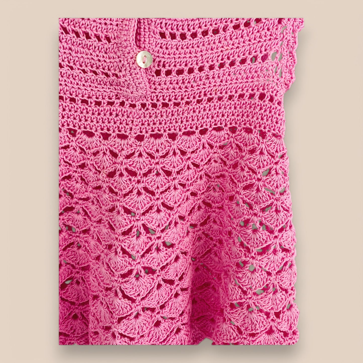 close up intricate crochet on the dress