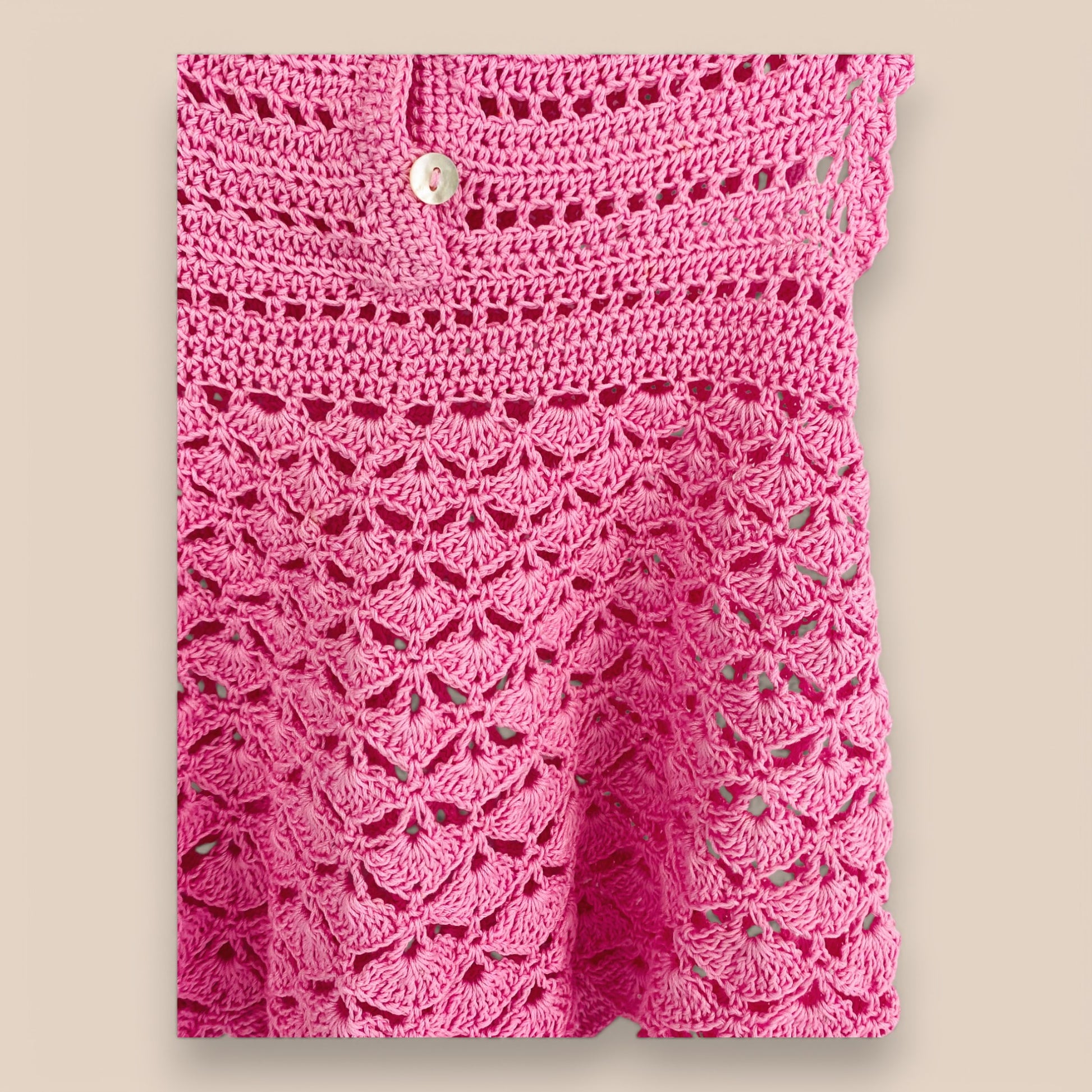 close up intricate crochet on the dress