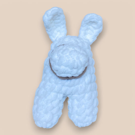 white Hand-crocheted Among Us plushies made from soft, chunky yarn—lightweight at 90g and perfectly sized at 14cm x 10cm.