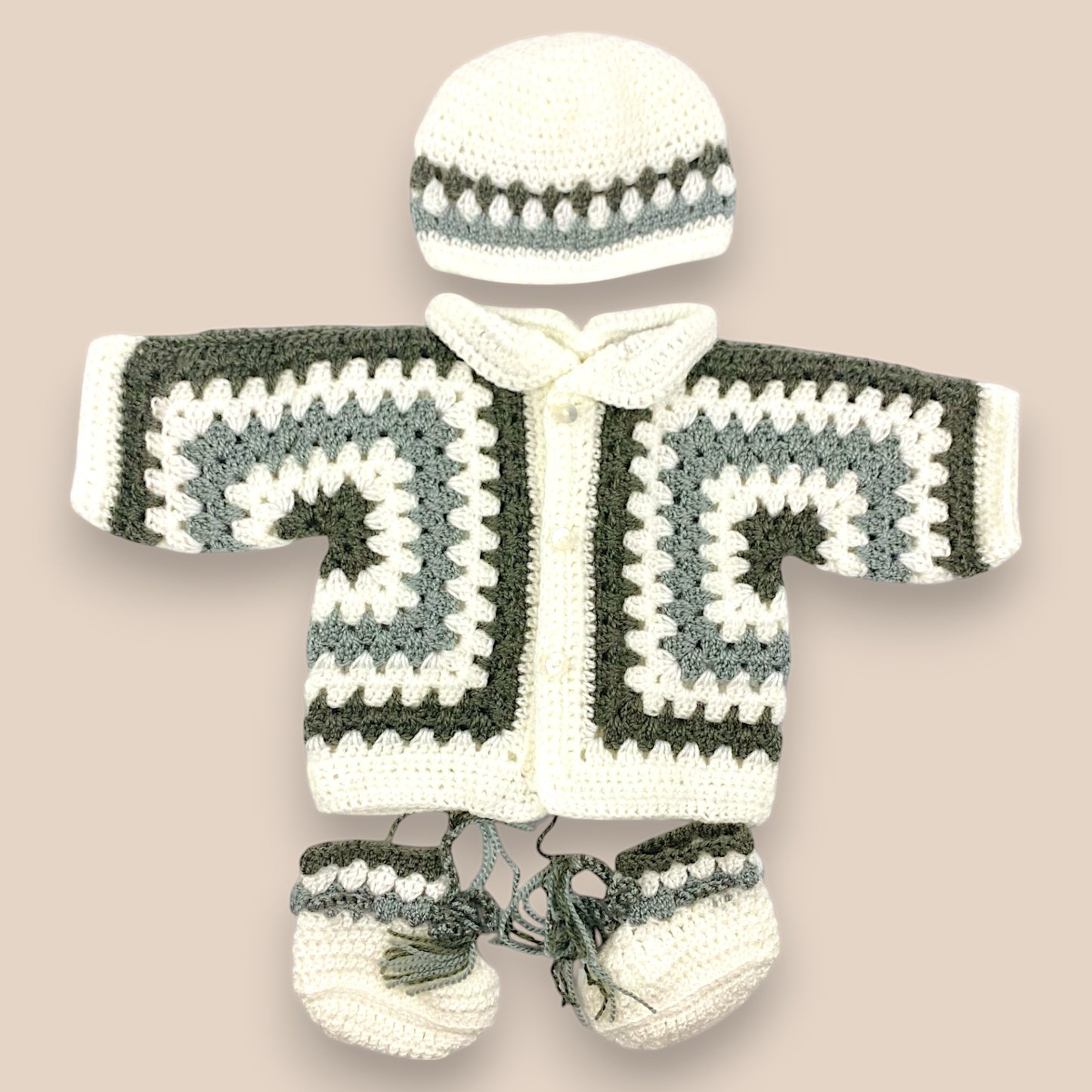 granny square crochet sweater set 