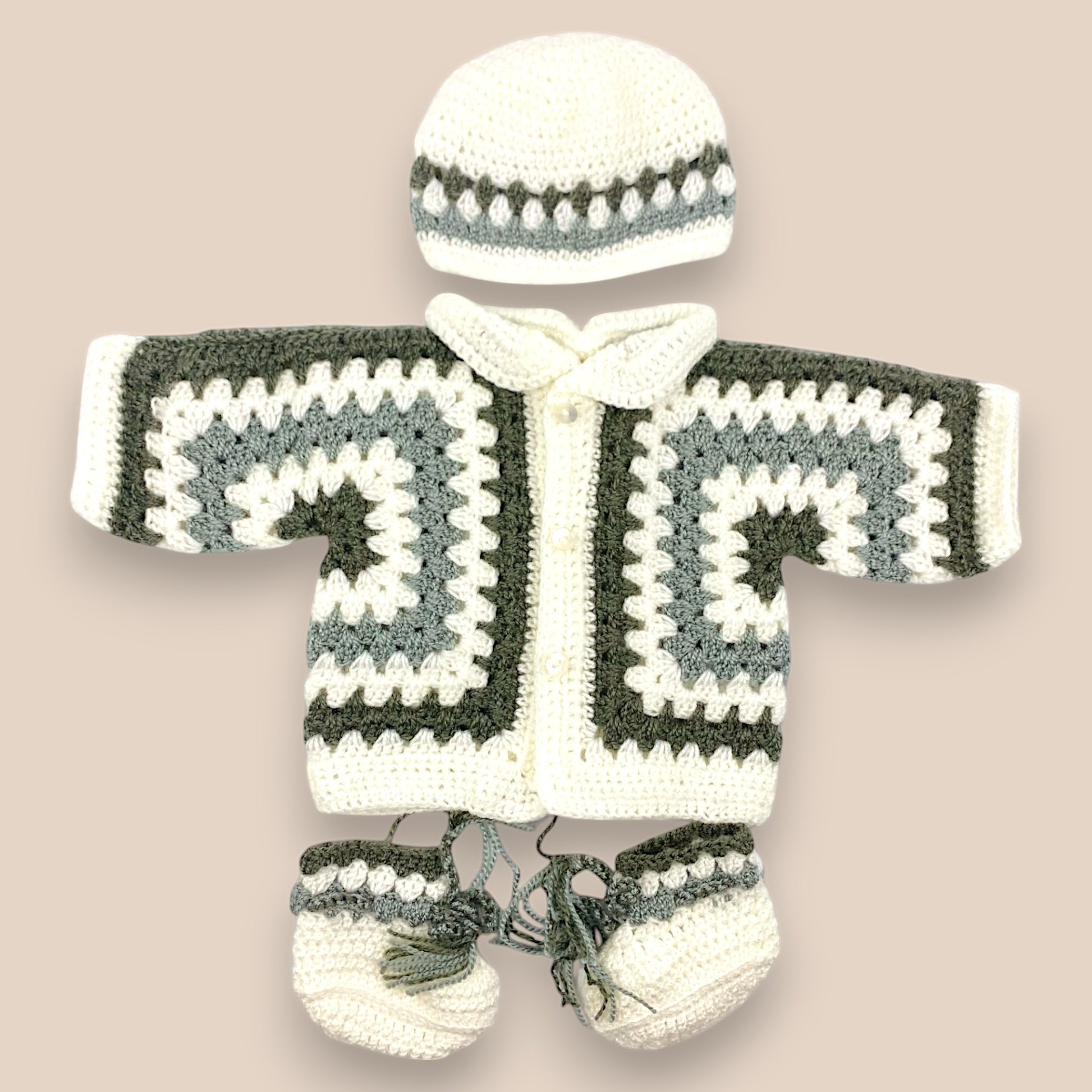 granny square crochet sweater set 