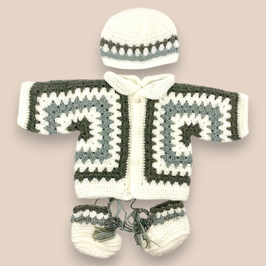 granny square crochet sweater set 